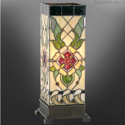 Square Tiffany Lamp Red Flower Medium