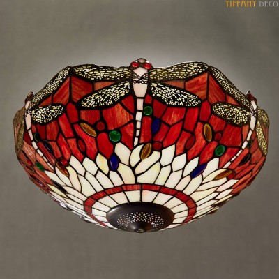 Tiffany Ceiling Lamp Dragonfly red Large
