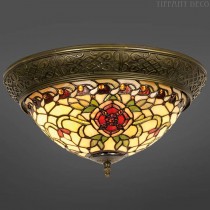 Tiffany Ceiling Lamp Red Flower