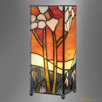 Square Tiffany Lamp Red Flower Small