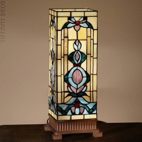 Square Tiffany Lamp RetroBlue Medium