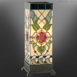 Square Tiffany Lamp Red Flower Medium