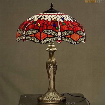 Lampe Tiffany Dragonfly Red Medium