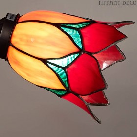 Mini Abat-jour Tiffany Fleur Orange-Rouge