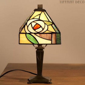 Lampe tiffany Carré Rose Stylée X-Small