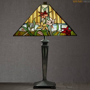 Lampe tiffany carré Fleurs