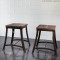 Tabouret en bois massif et fer