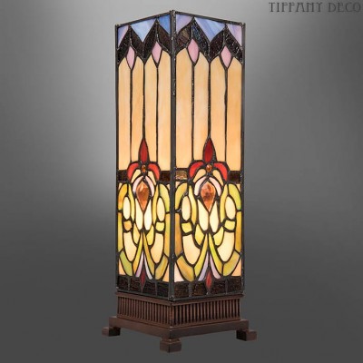 Vierkante Tiffany Lamp Bloemenkrans Small
