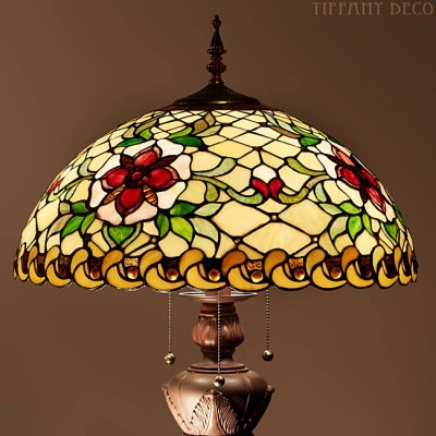 Tiffany Vloerlamp Rode Bloem