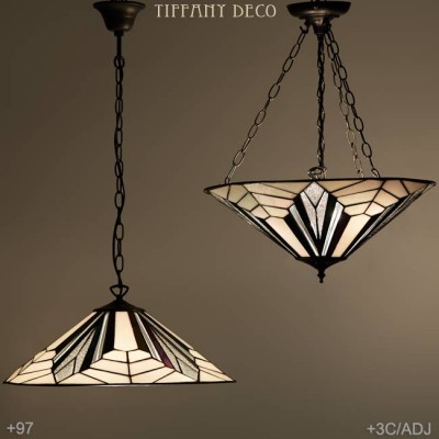 Tiffany hanglamp Art Déco B&W Plat