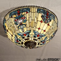 Tiffany Plafondlamp Retroblauw Large