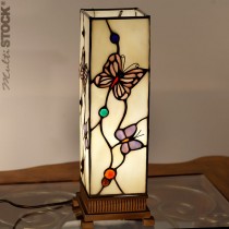 Vierkante Tiffany Lamp Gekleurde Vlinders Small