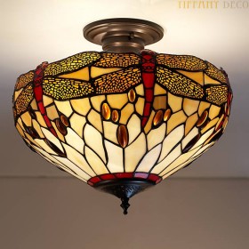 Tiffany Plafondlamp Dragonfly Gold Medium